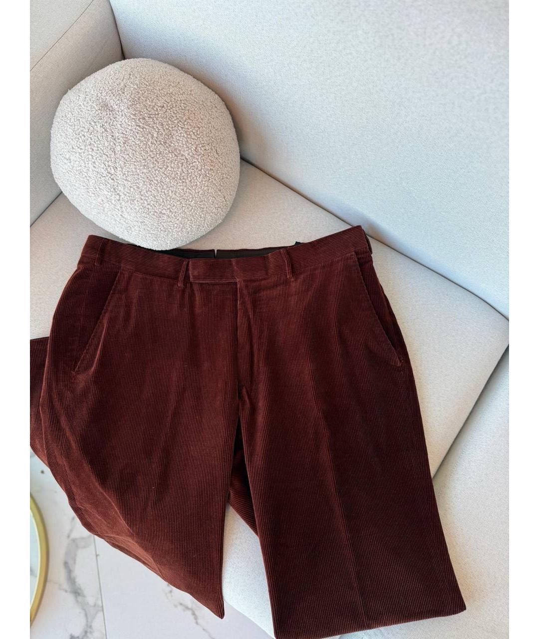 ERMENEGILDO ZEGNA XXX Коричневые хлопковые повседневные брюки, фото 5