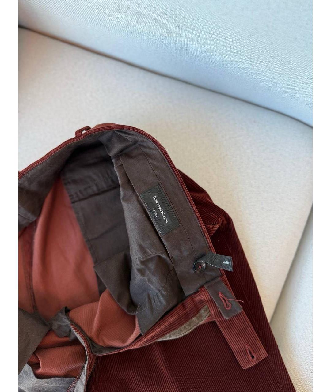 ERMENEGILDO ZEGNA XXX Коричневые хлопковые повседневные брюки, фото 4