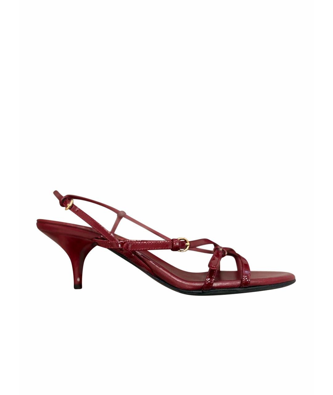 MIU MIU Бордовые кожаные босоножки, фото 1