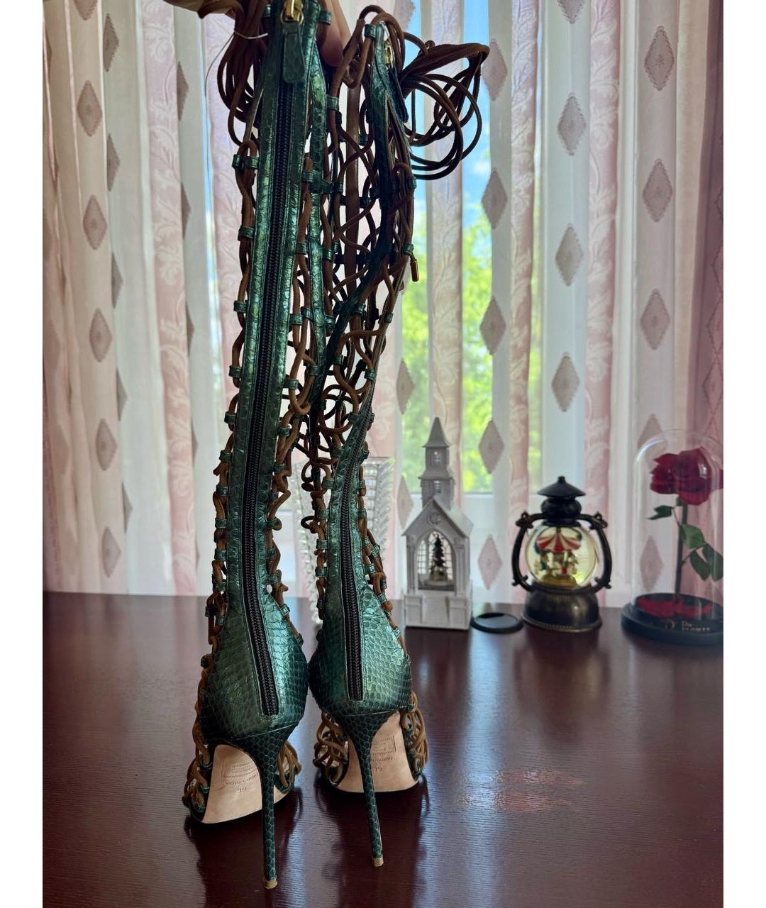 DSQUARED2 Зеленые сапоги из экзотической кожи, фото 5
