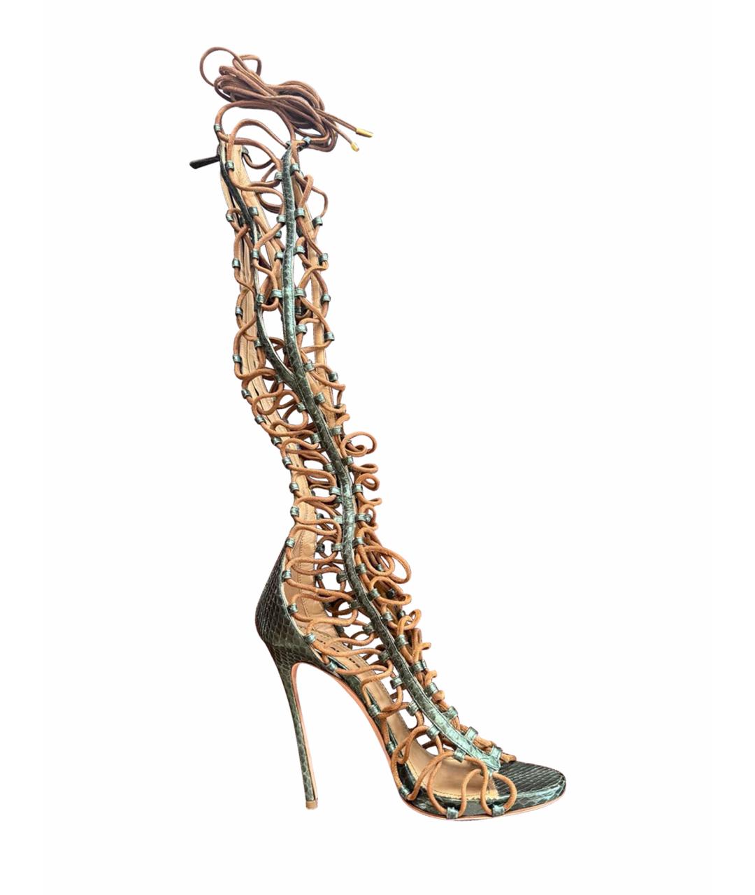 DSQUARED2 Зеленые сапоги из экзотической кожи, фото 1