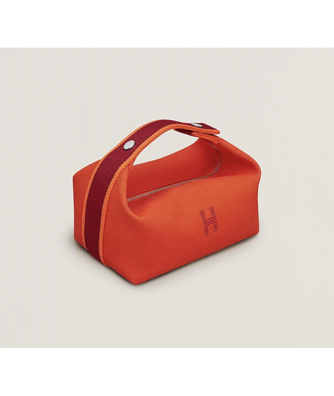 HERMES Оранжевая хлопковая косметичка, фото 3