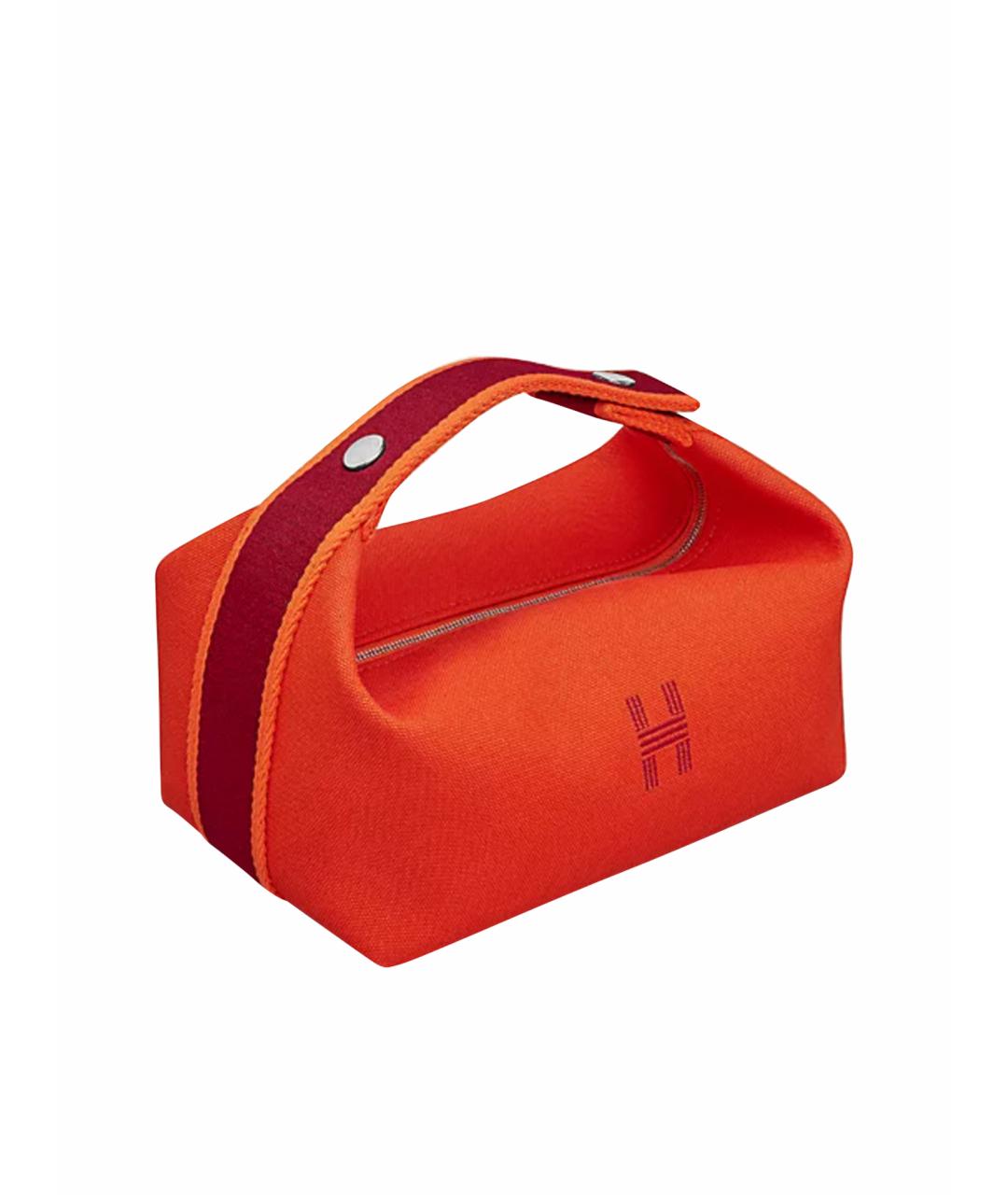 HERMES Оранжевая хлопковая косметичка, фото 1