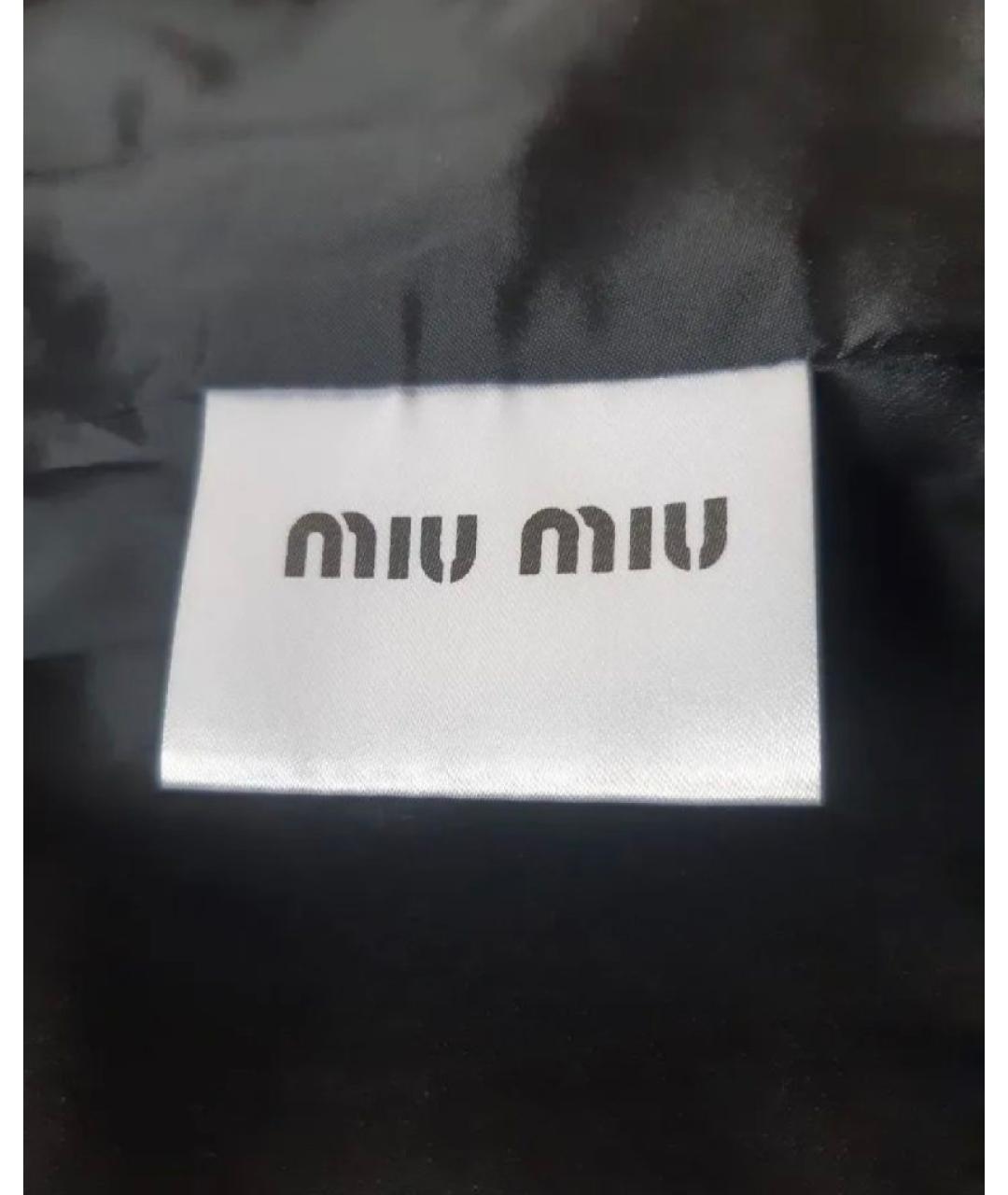 MIU MIU Черная кожаная юбка мини, фото 8