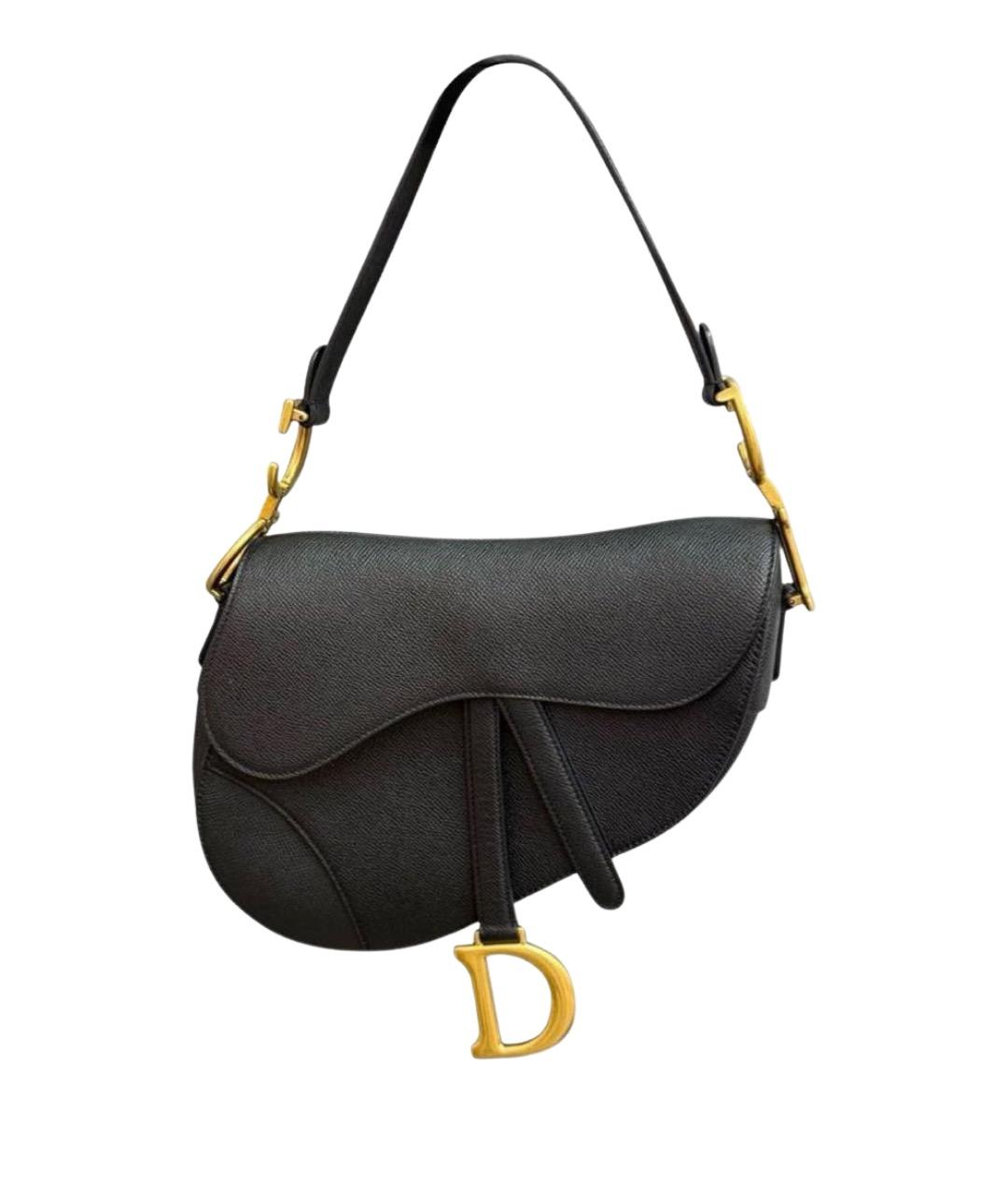 CHRISTIAN DIOR Черная кожаная сумка с короткими ручками, фото 1
