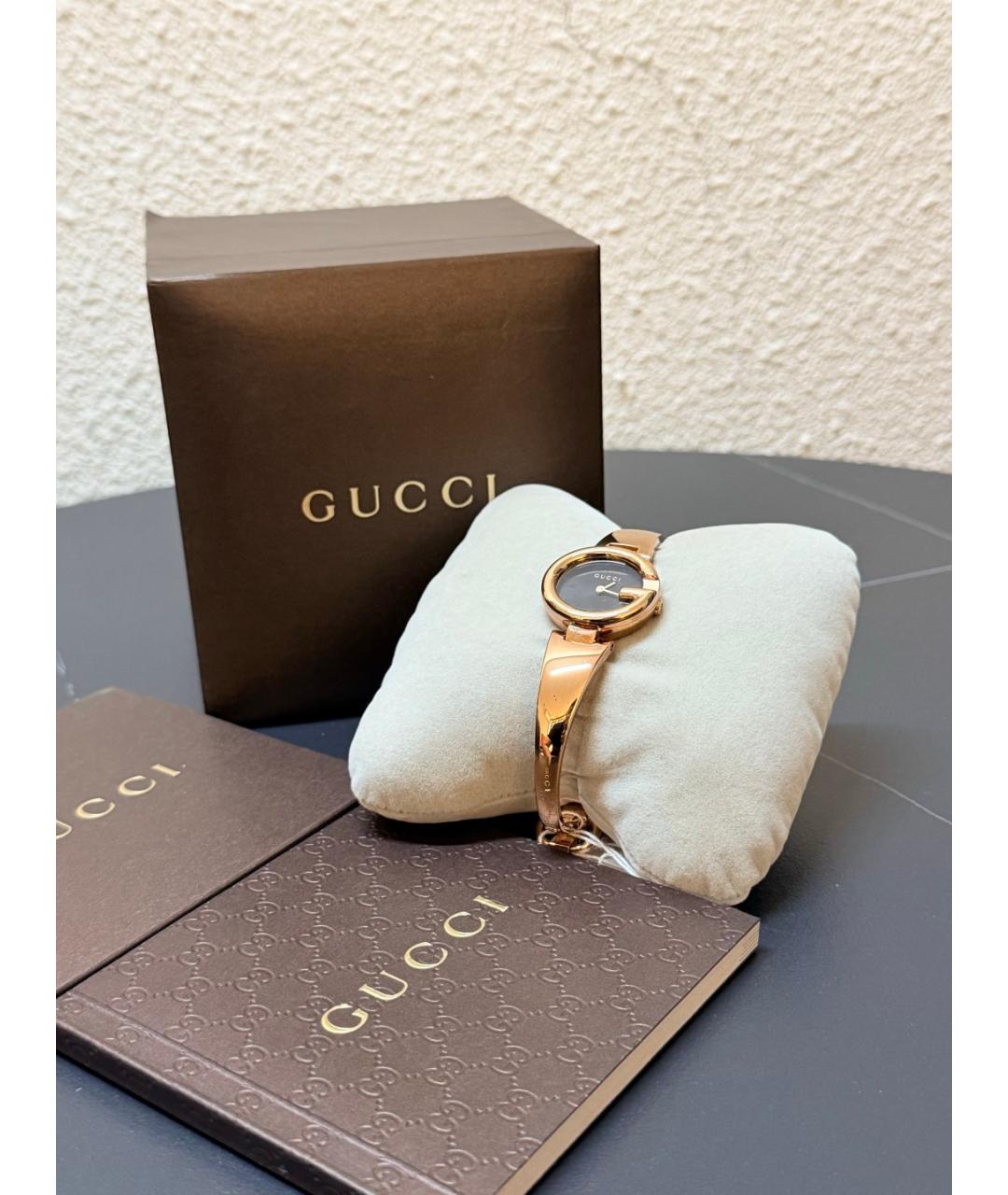 GUCCI Черные часы из розового золота, фото 5
