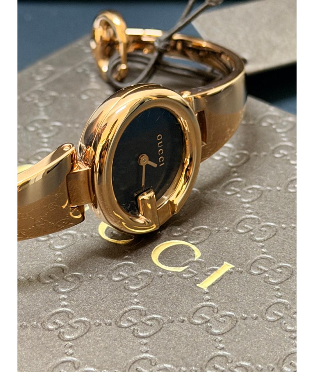 GUCCI Черные часы из розового золота, фото 3