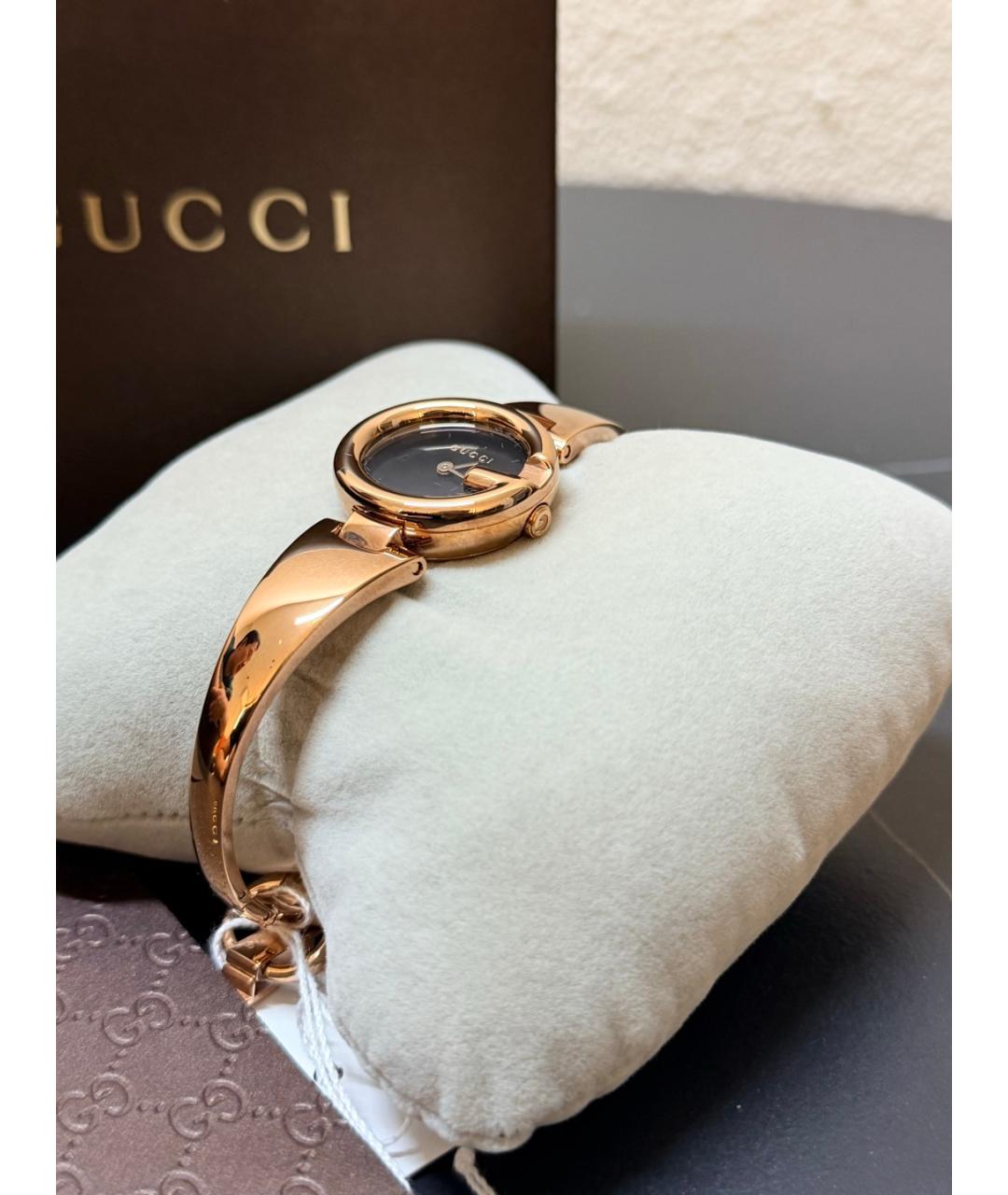 GUCCI Черные часы из розового золота, фото 2