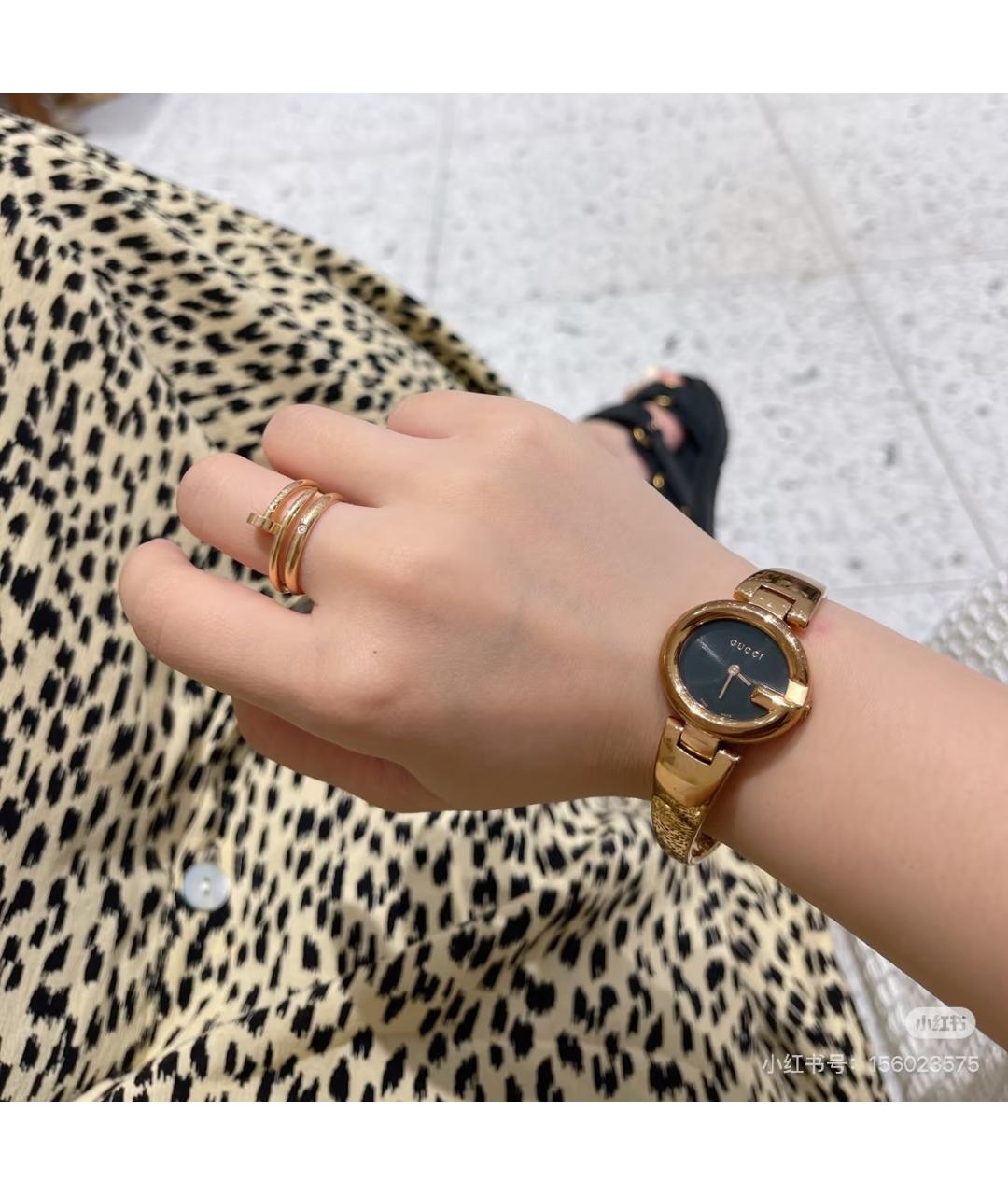 GUCCI Черные часы из розового золота, фото 4