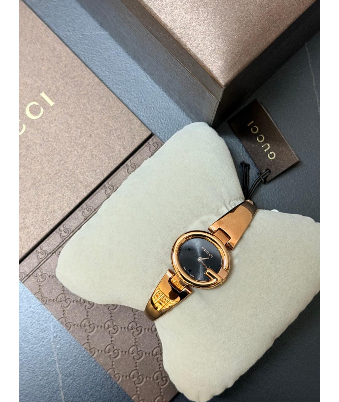 GUCCI Черные часы из розового золота, фото 9