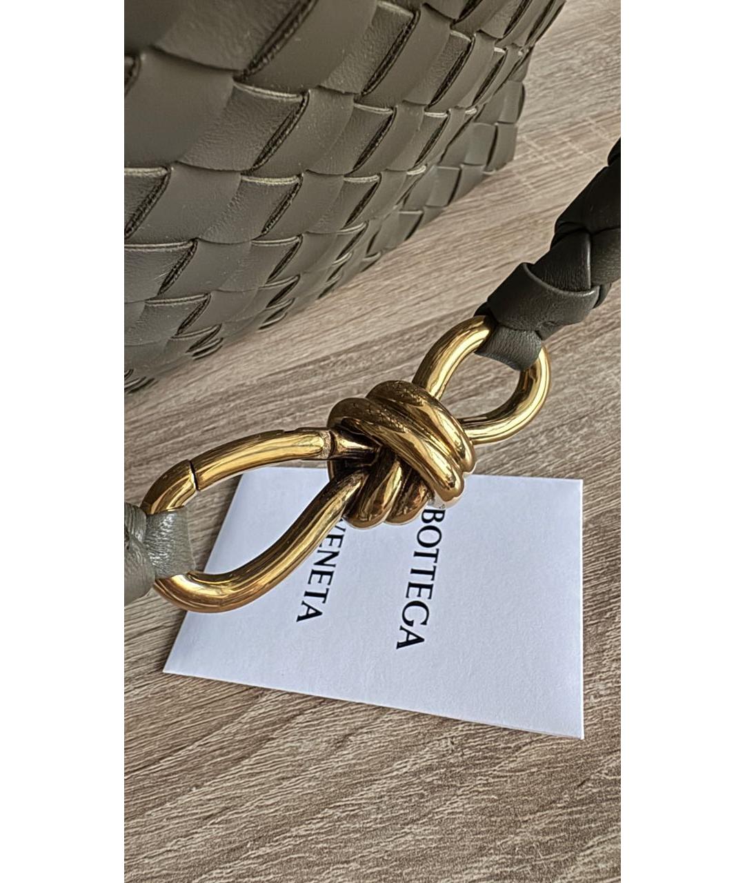 BOTTEGA VENETA Хаки кожаная сумка с короткими ручками, фото 6