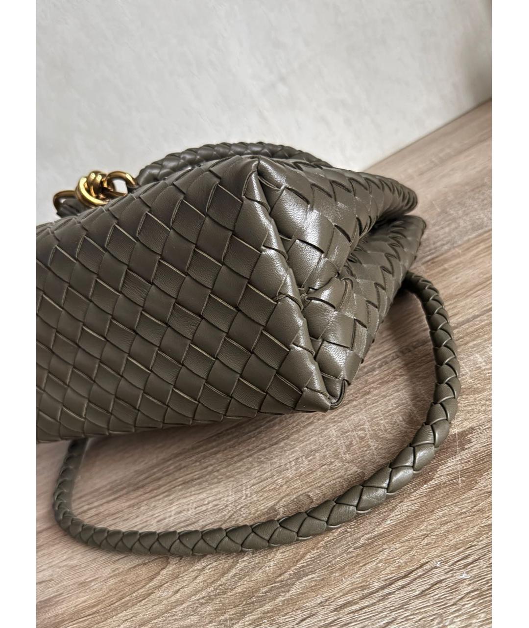 BOTTEGA VENETA Хаки кожаная сумка с короткими ручками, фото 3