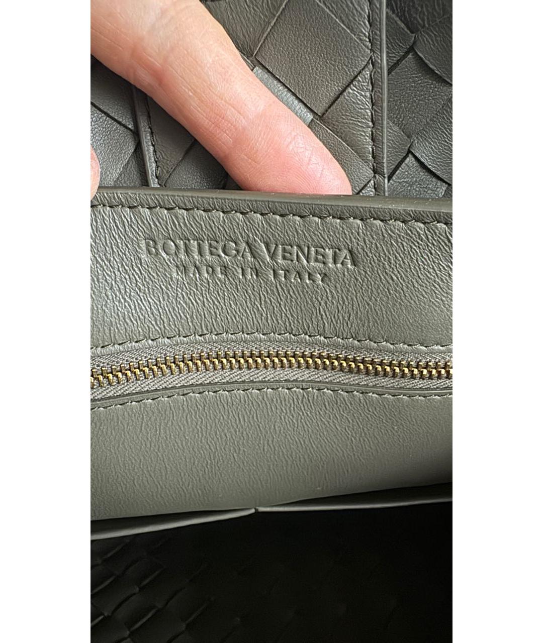 BOTTEGA VENETA Хаки кожаная сумка с короткими ручками, фото 5
