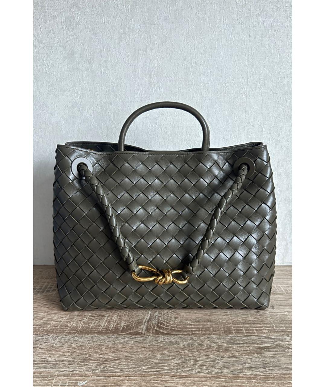 BOTTEGA VENETA Хаки кожаная сумка с короткими ручками, фото 8