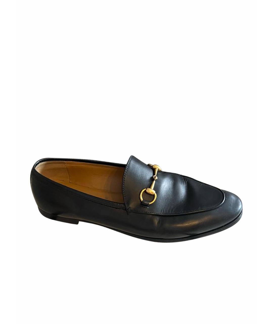 GUCCI Черные кожаные лоферы, фото 1