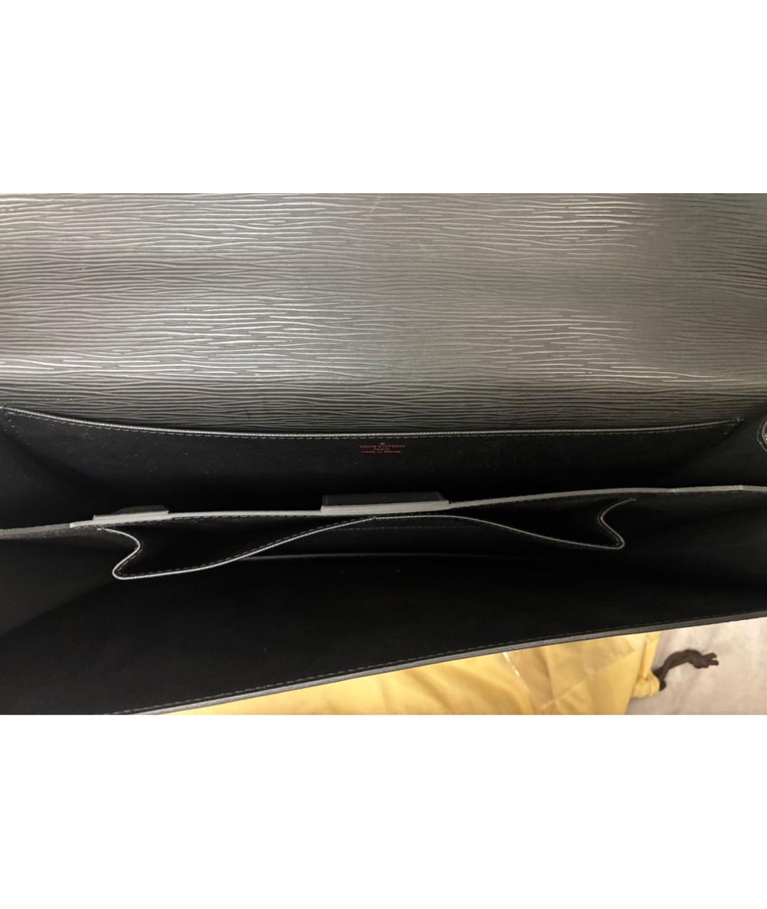 LOUIS VUITTON Черный кожаный портфель, фото 4