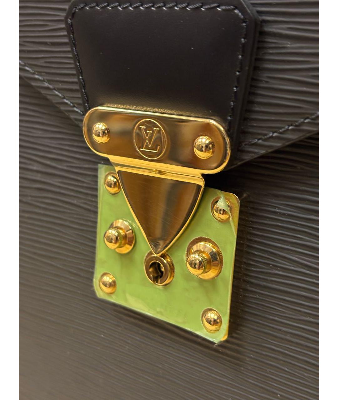 LOUIS VUITTON Черный кожаный портфель, фото 6