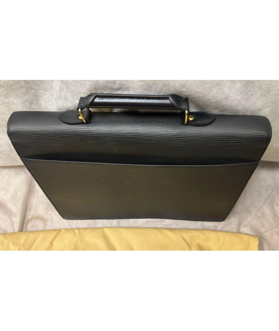 LOUIS VUITTON Черный кожаный портфель, фото 3