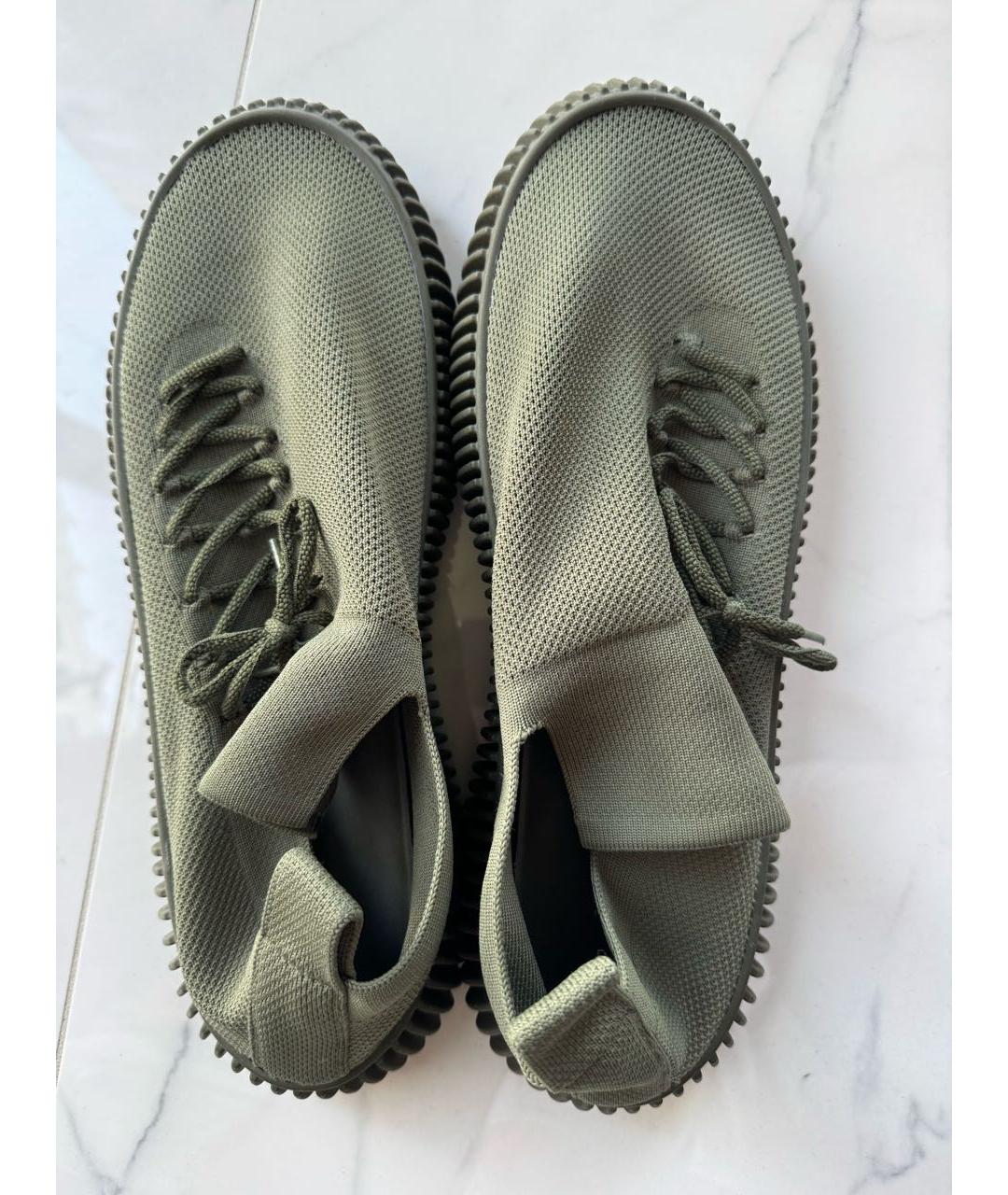 BOTTEGA VENETA Хаки текстильные низкие кроссовки / кеды, фото 3