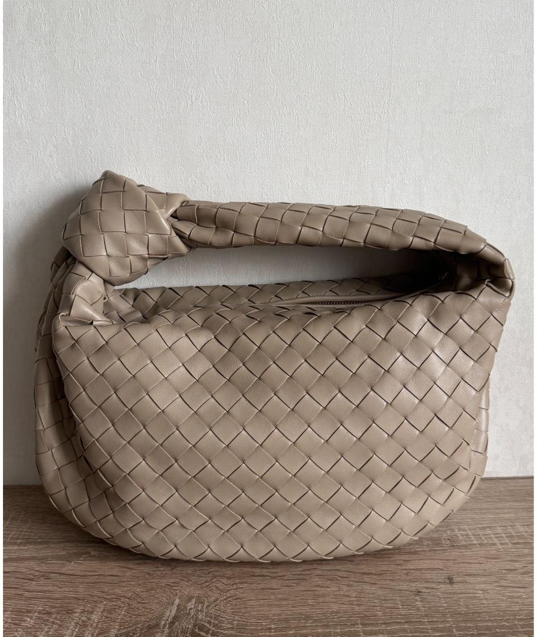BOTTEGA VENETA Бежевая кожаная сумка с короткими ручками, фото 2