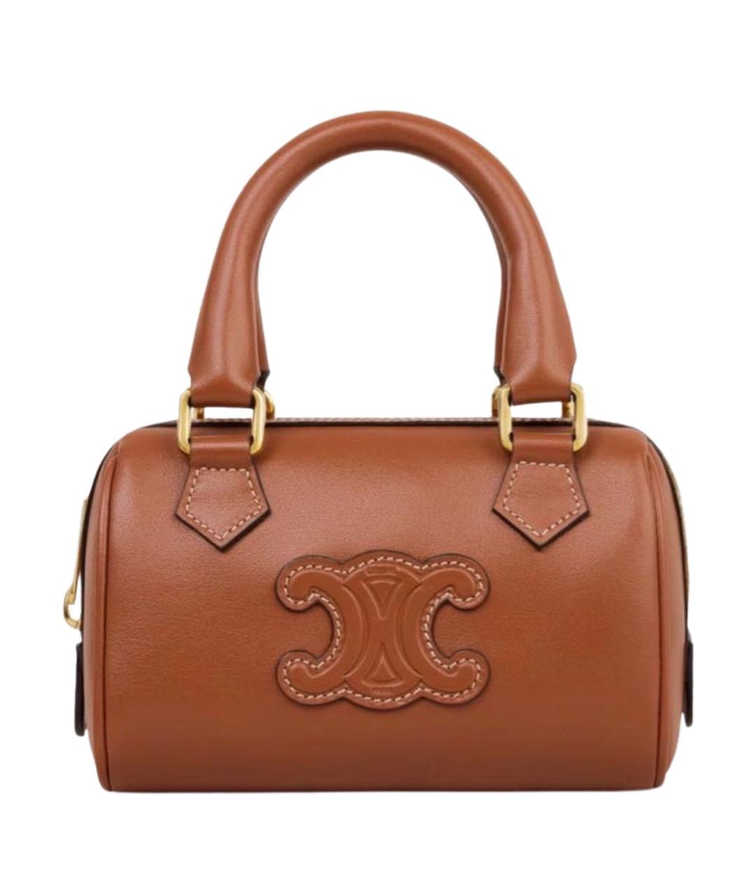 CELINE Оранжевая кожаная сумка с короткими ручками, фото 1