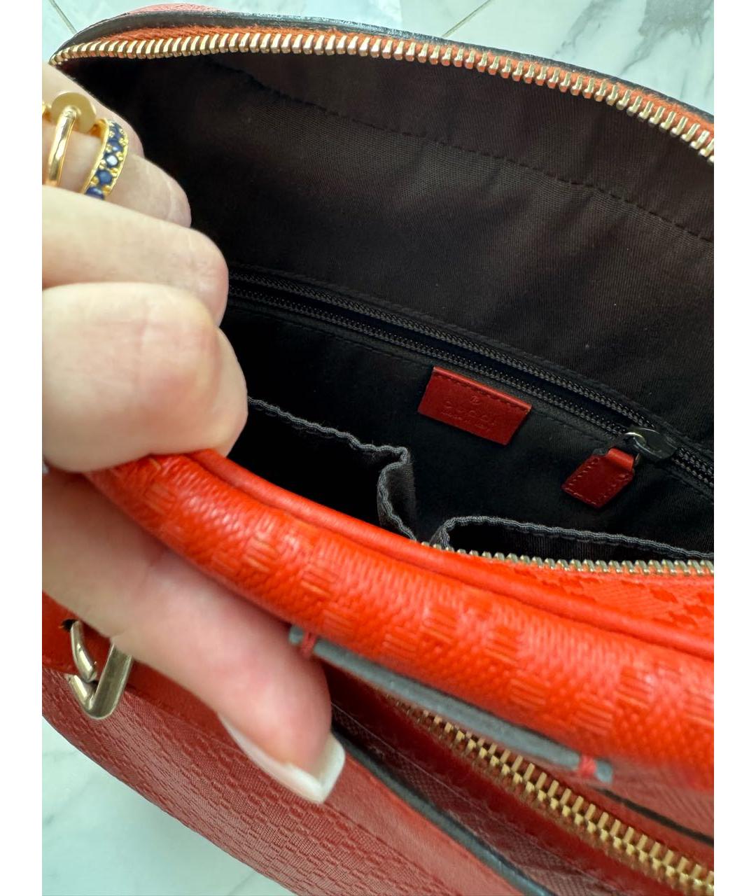 GUCCI Оранжевая кожаная сумка через плечо, фото 3