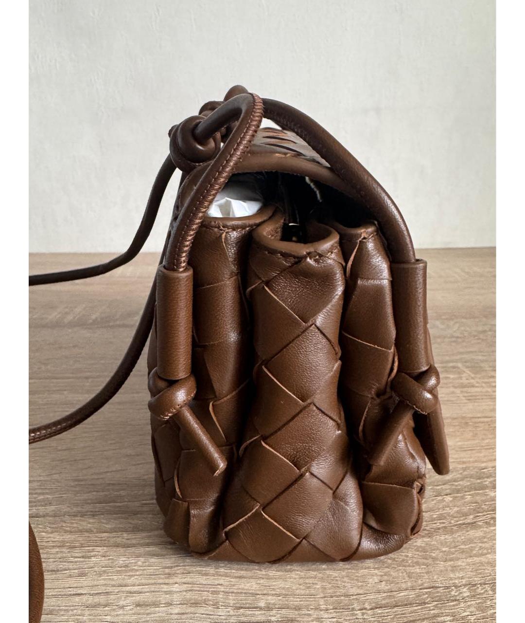 BOTTEGA VENETA Коричневая кожаная сумка через плечо, фото 6