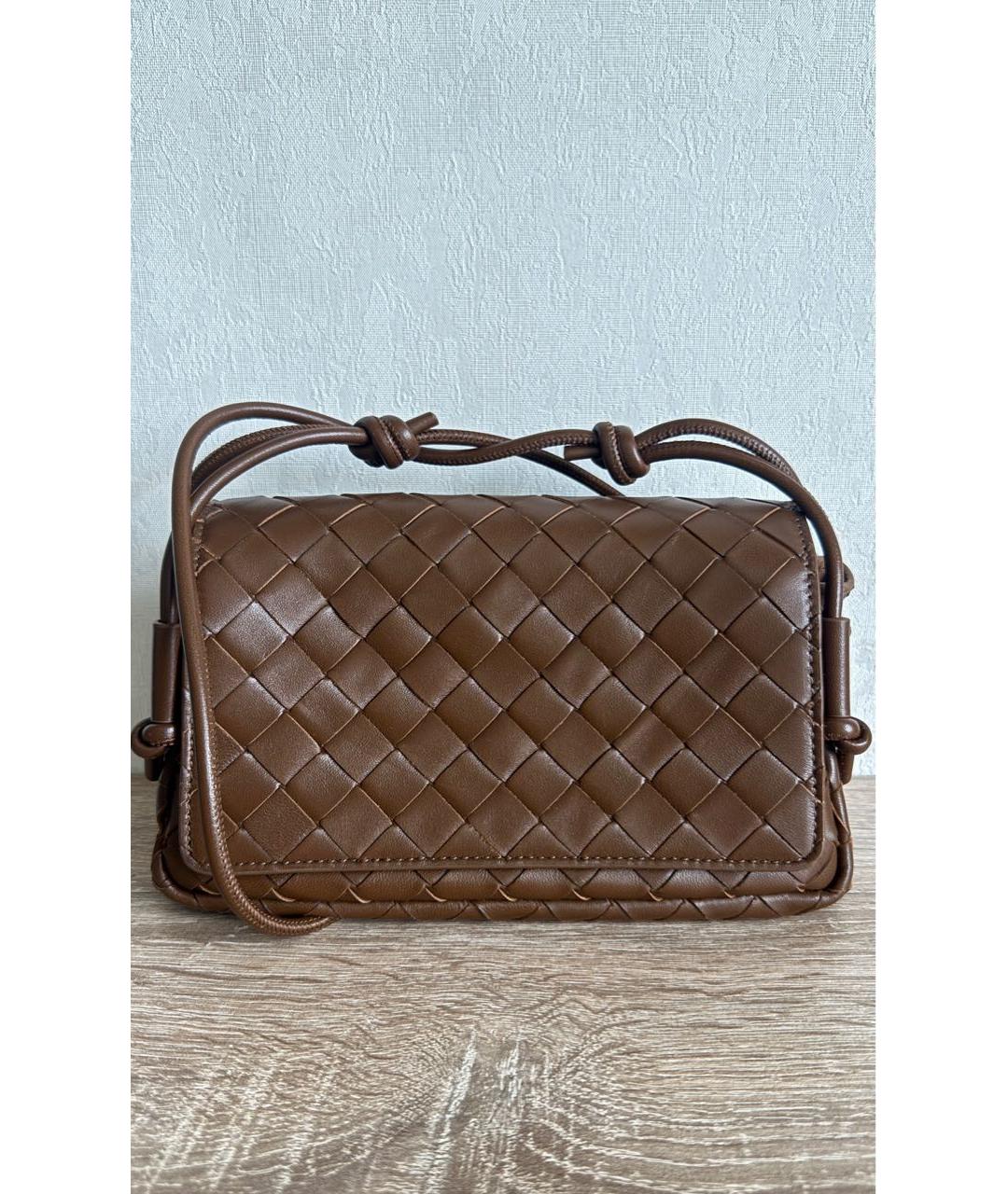 BOTTEGA VENETA Коричневая кожаная сумка через плечо, фото 9