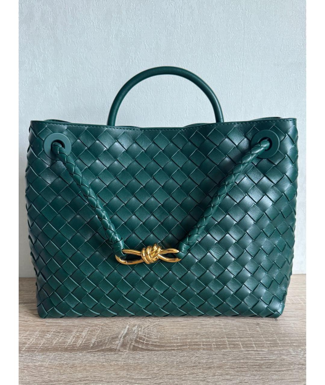 BOTTEGA VENETA Зеленая кожаная сумка с короткими ручками, фото 2