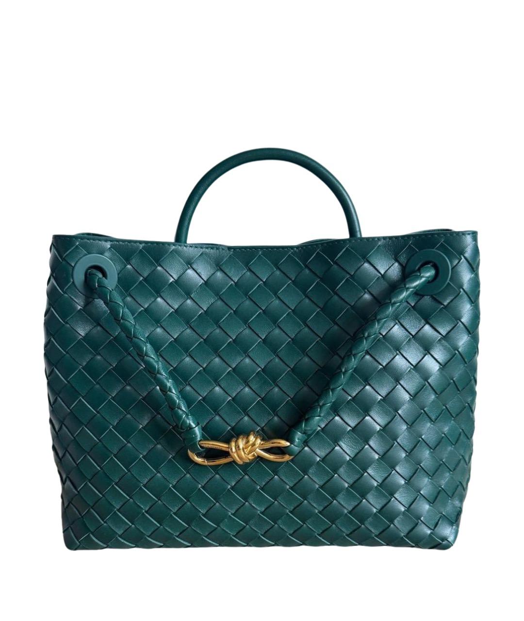 BOTTEGA VENETA Зеленая кожаная сумка с короткими ручками, фото 1