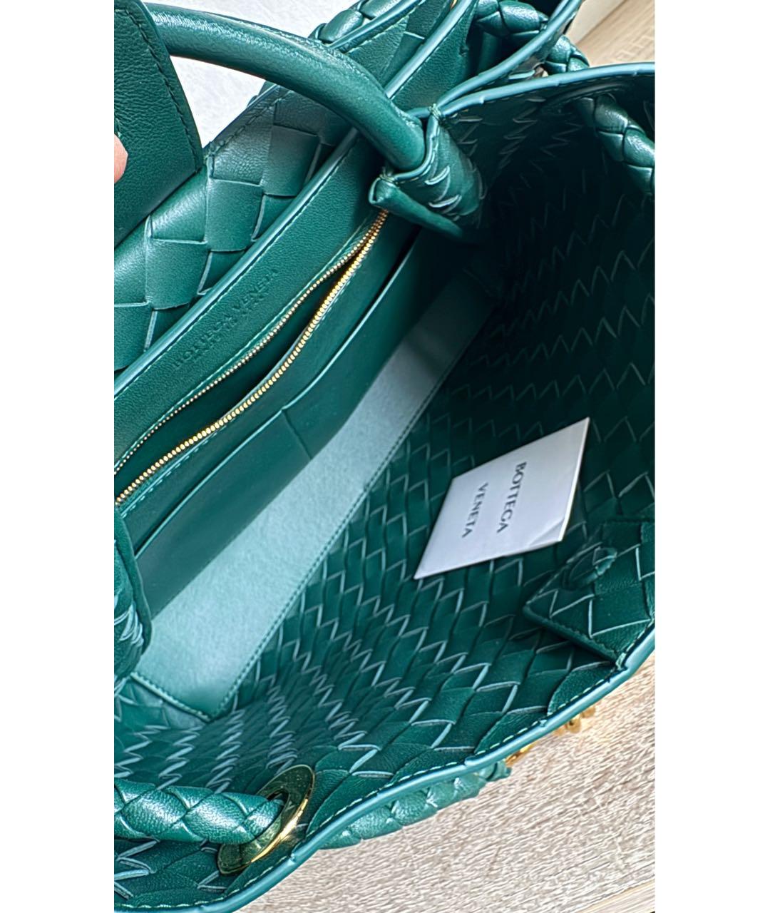 BOTTEGA VENETA Зеленая кожаная сумка с короткими ручками, фото 6