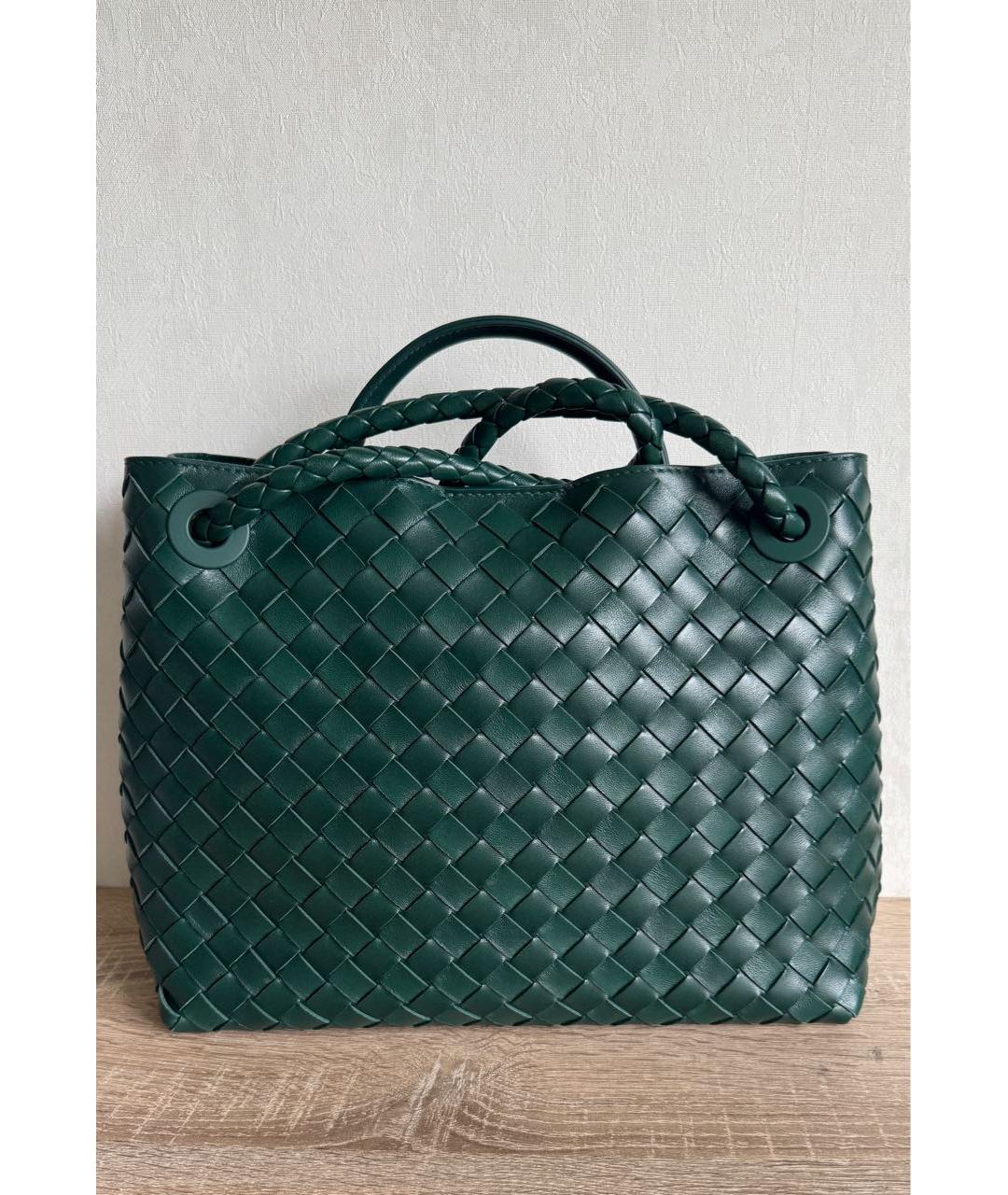 BOTTEGA VENETA Зеленая кожаная сумка с короткими ручками, фото 3