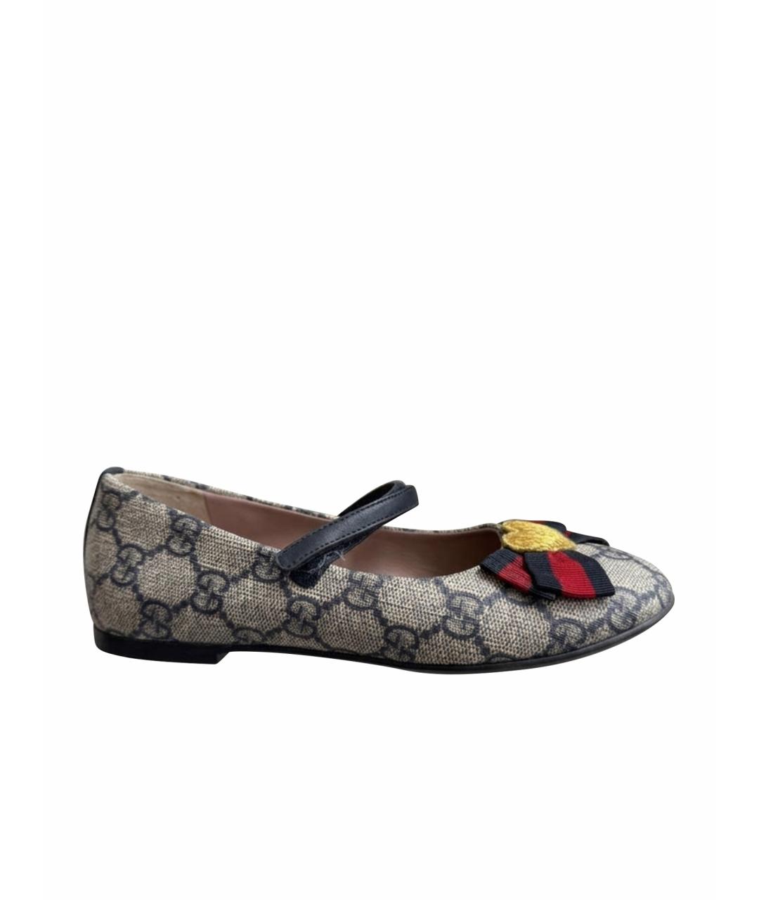 GUCCI Черные кожаные балетки, фото 1