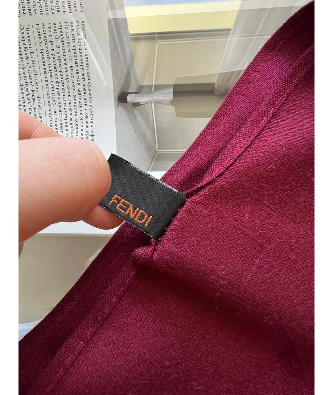 FENDI Бордовый шарф, фото 4