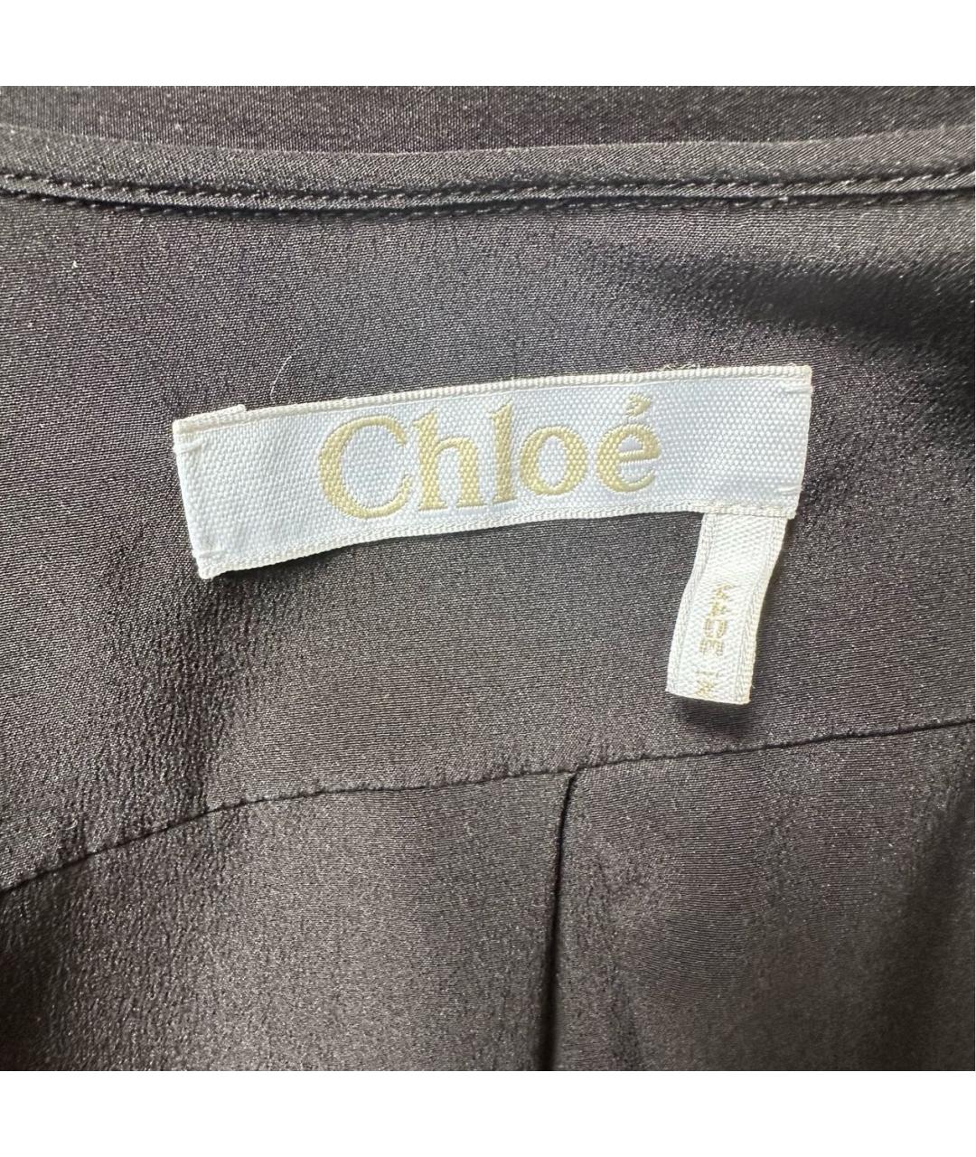 CHLOE Черная шелковая блузы, фото 3