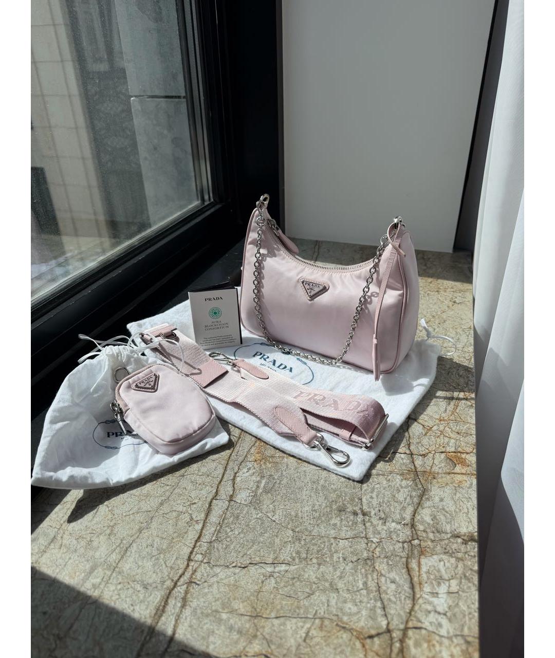 PRADA Розовая тканевая сумка через плечо, фото 2
