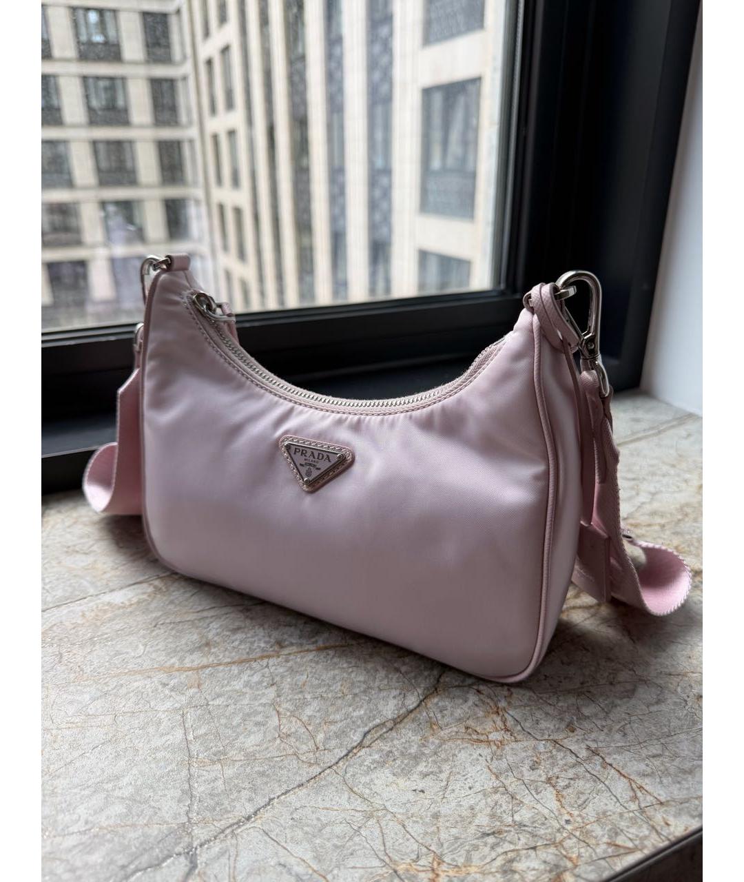 PRADA Розовая тканевая сумка через плечо, фото 8