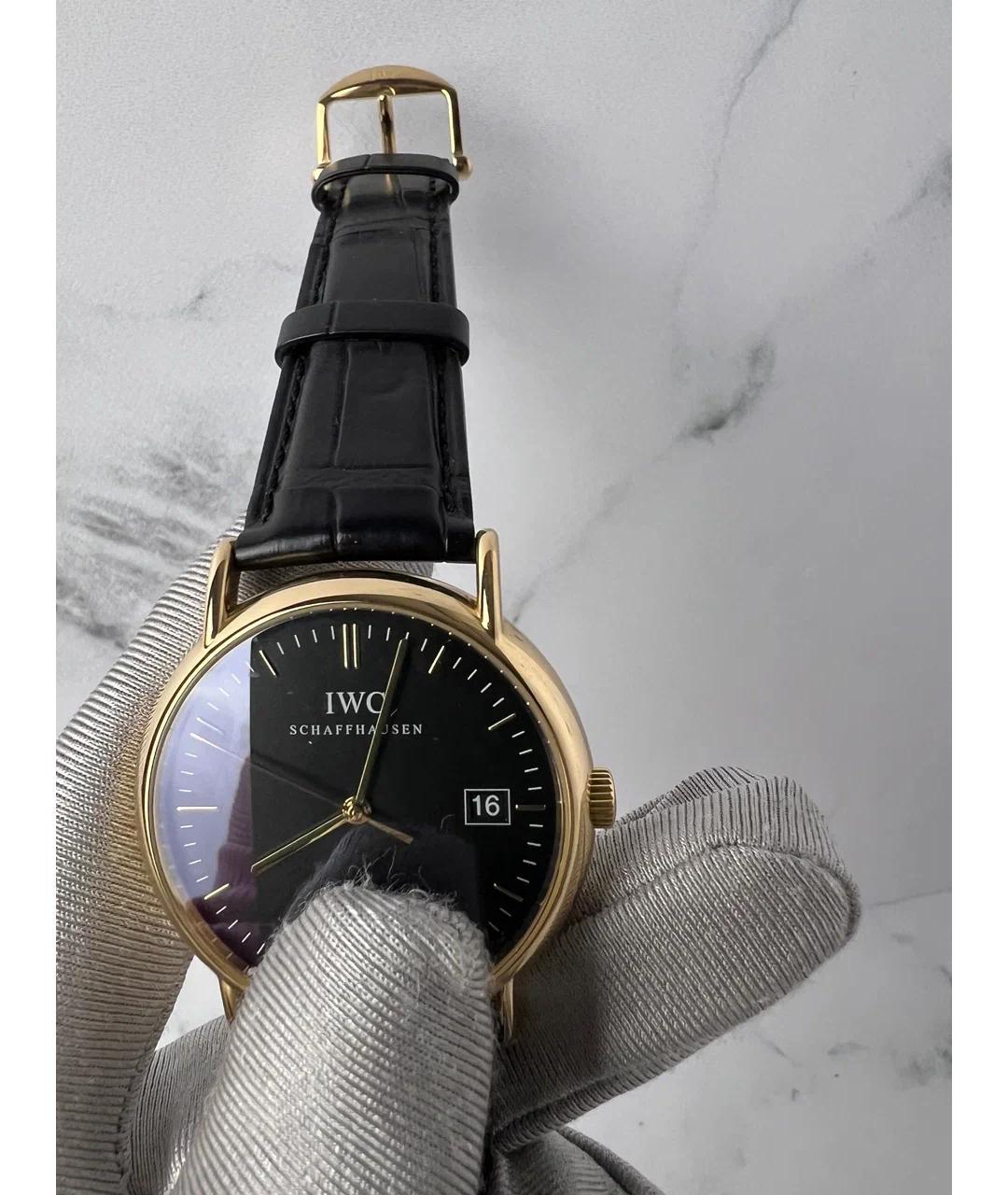 IWC Schaffhausen Черные часы из желтого золота, фото 6