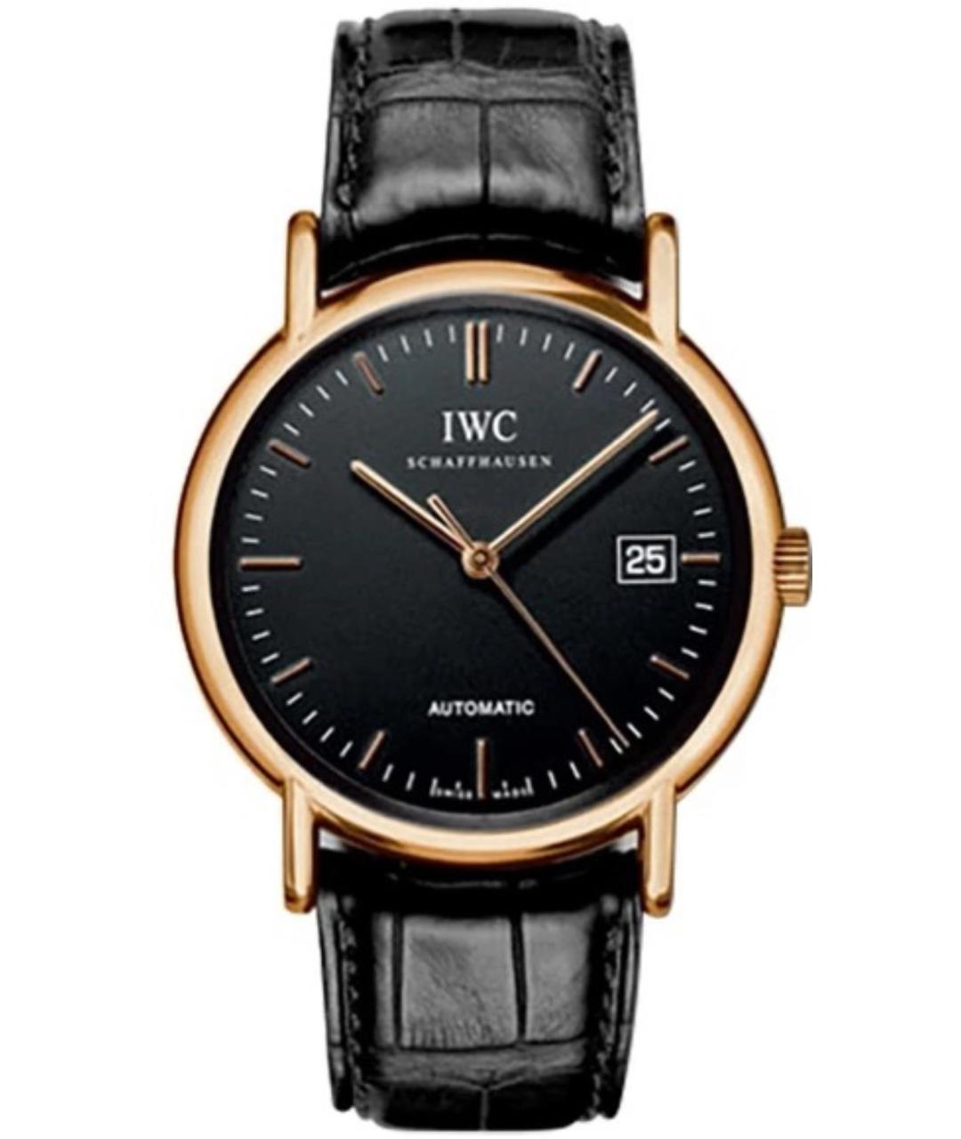 IWC Schaffhausen Черные часы из желтого золота, фото 1