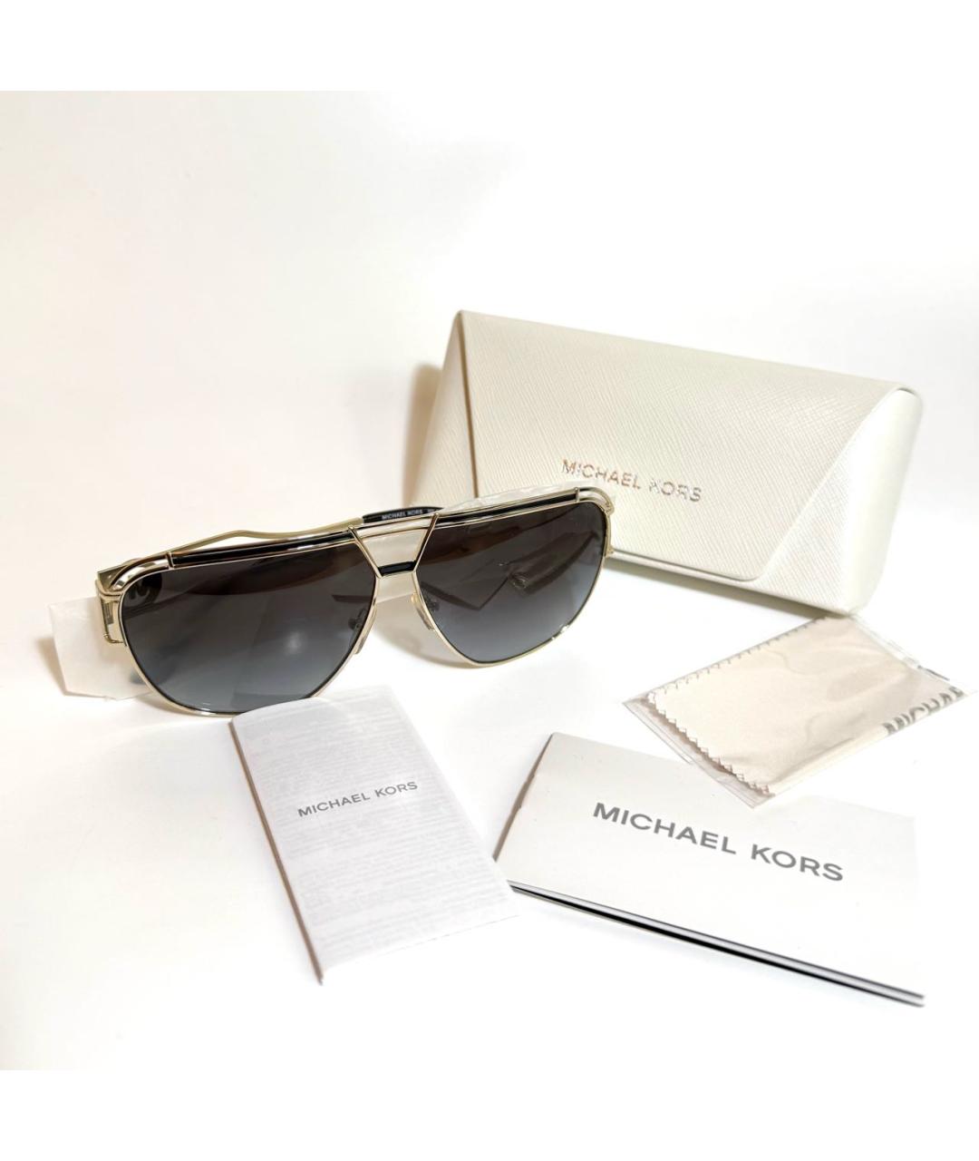 MICHAEL KORS Золотые металлические солнцезащитные очки, фото 5