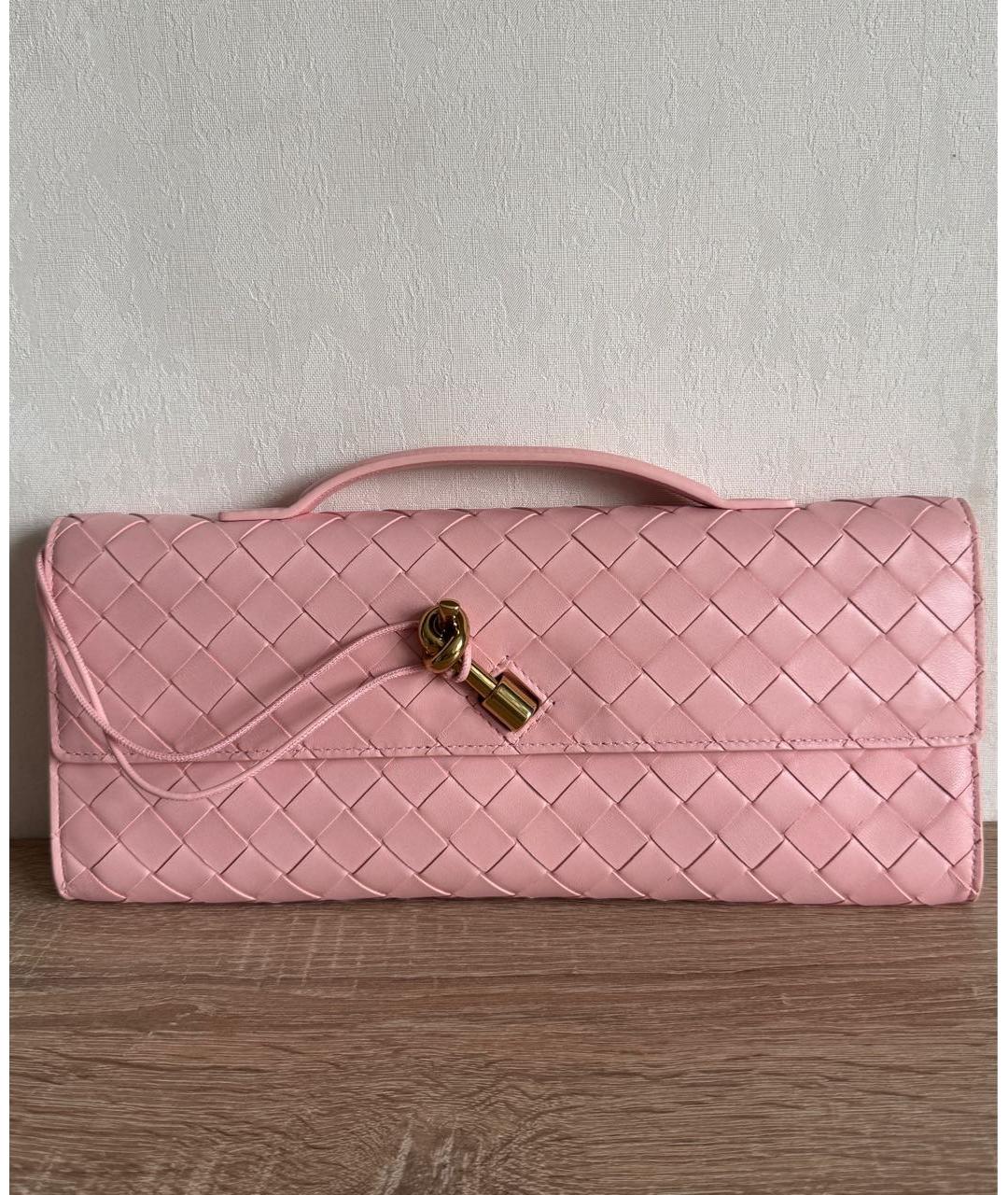 BOTTEGA VENETA Розовая кожаная сумка с короткими ручками, фото 9