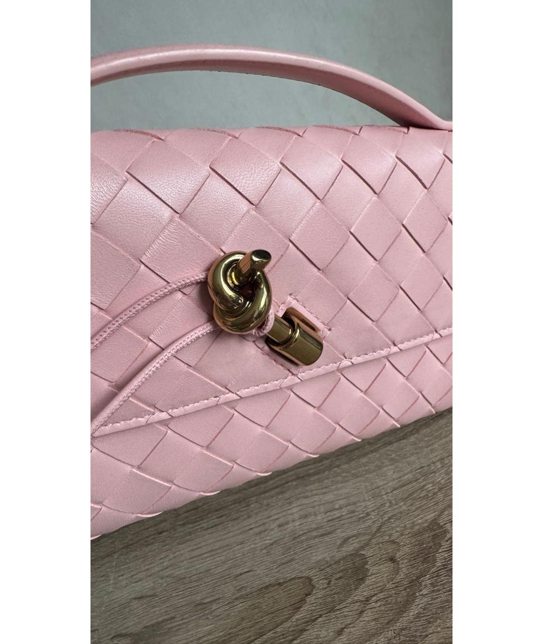 BOTTEGA VENETA Розовая кожаная сумка с короткими ручками, фото 5