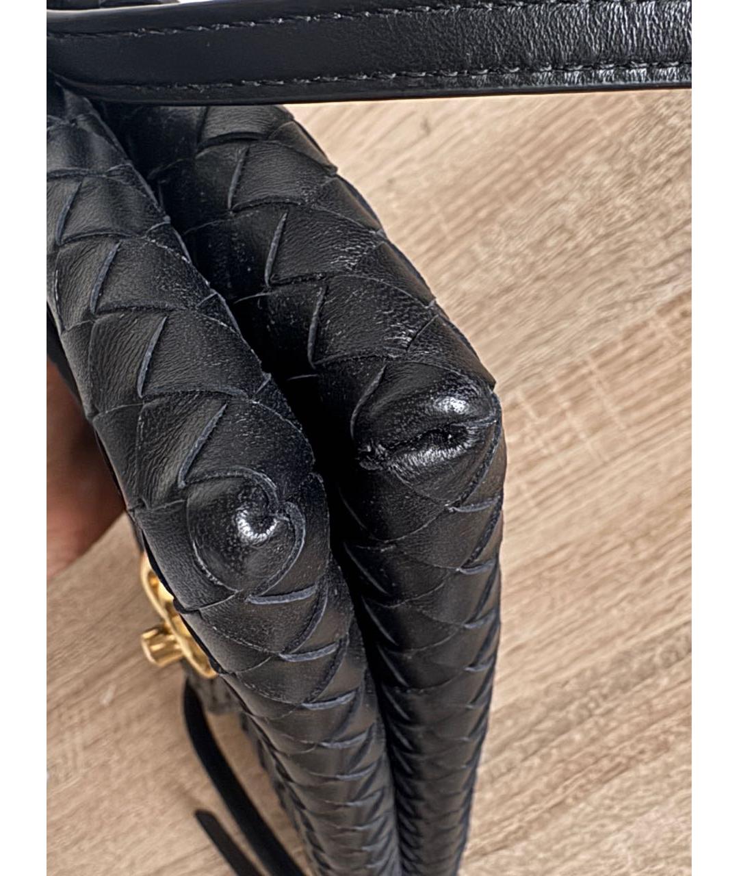 BOTTEGA VENETA Черная кожаная сумка через плечо, фото 4