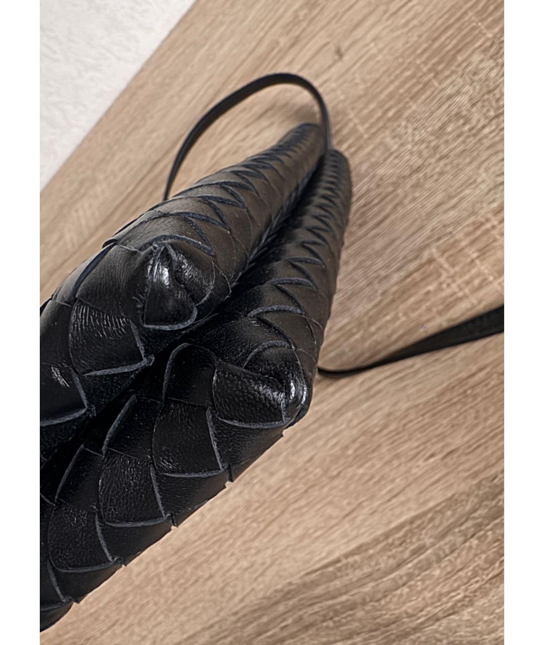BOTTEGA VENETA Черная кожаная сумка через плечо, фото 3