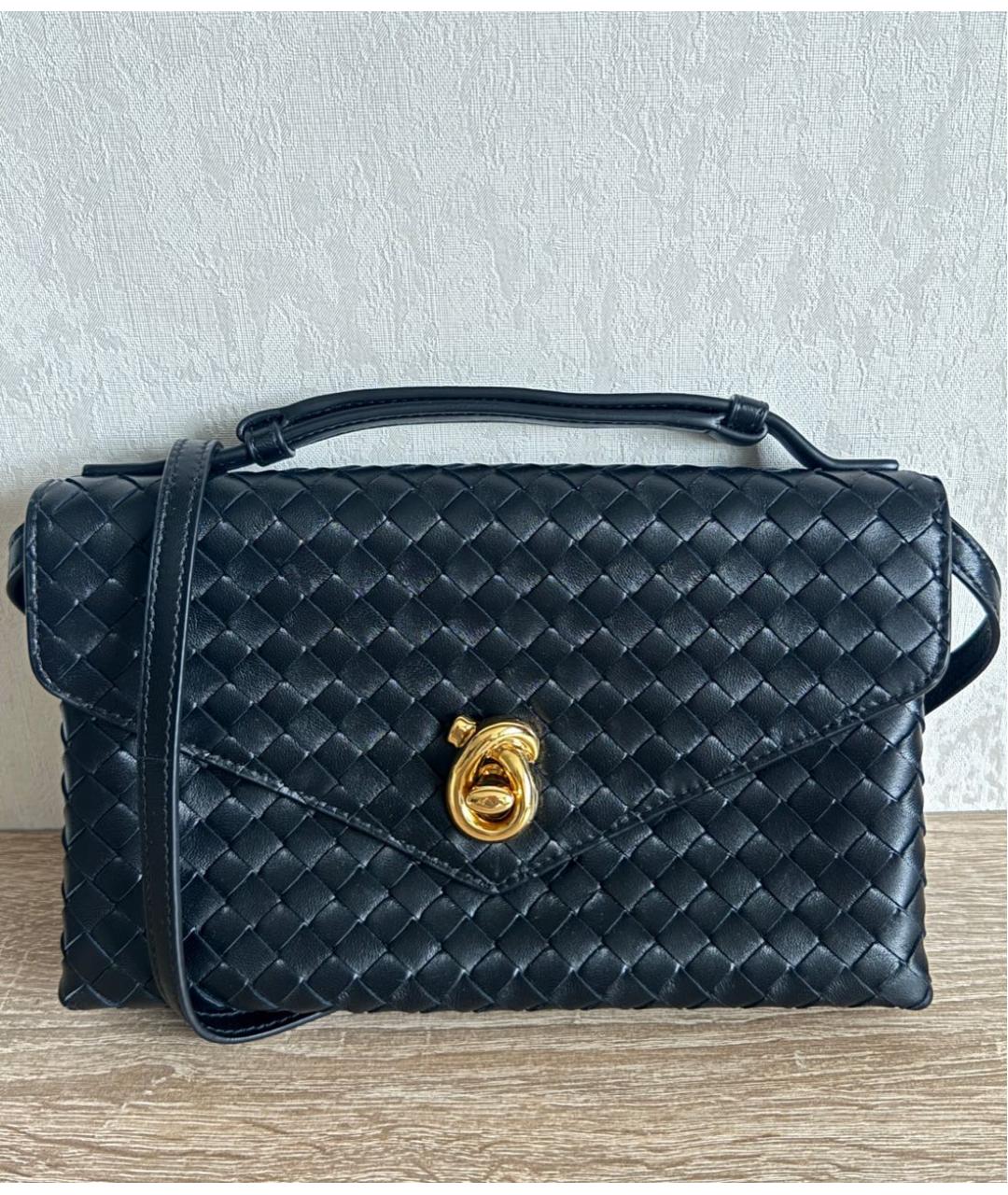 BOTTEGA VENETA Черная кожаная сумка через плечо, фото 9