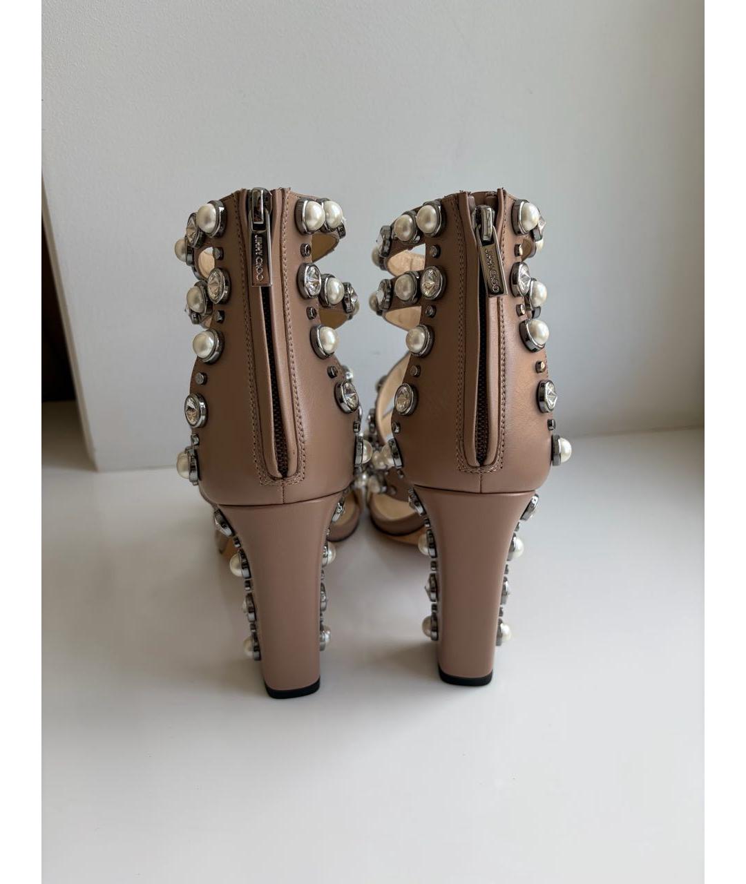 JIMMY CHOO Бежевые кожаные босоножки, фото 4