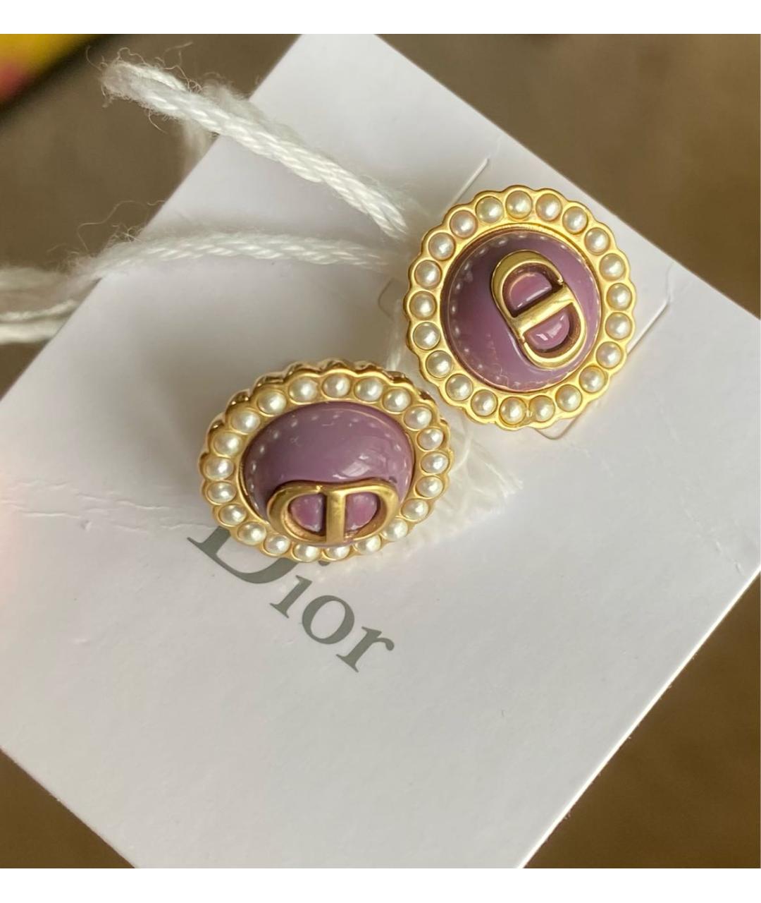 CHRISTIAN DIOR Фиолетовые позолоченные серьги, фото 3