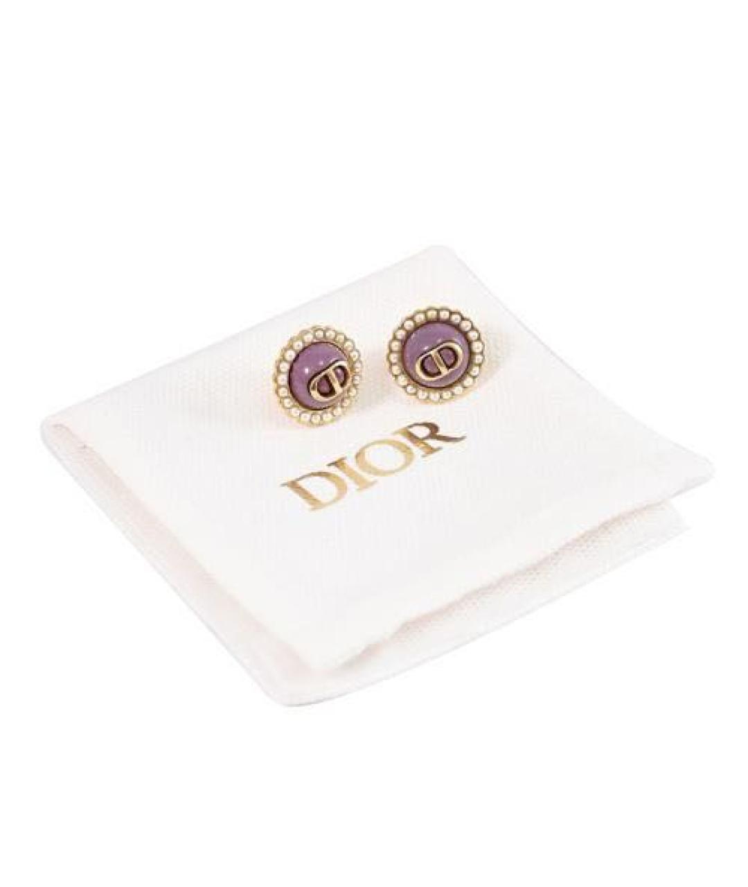 CHRISTIAN DIOR Фиолетовые позолоченные серьги, фото 4