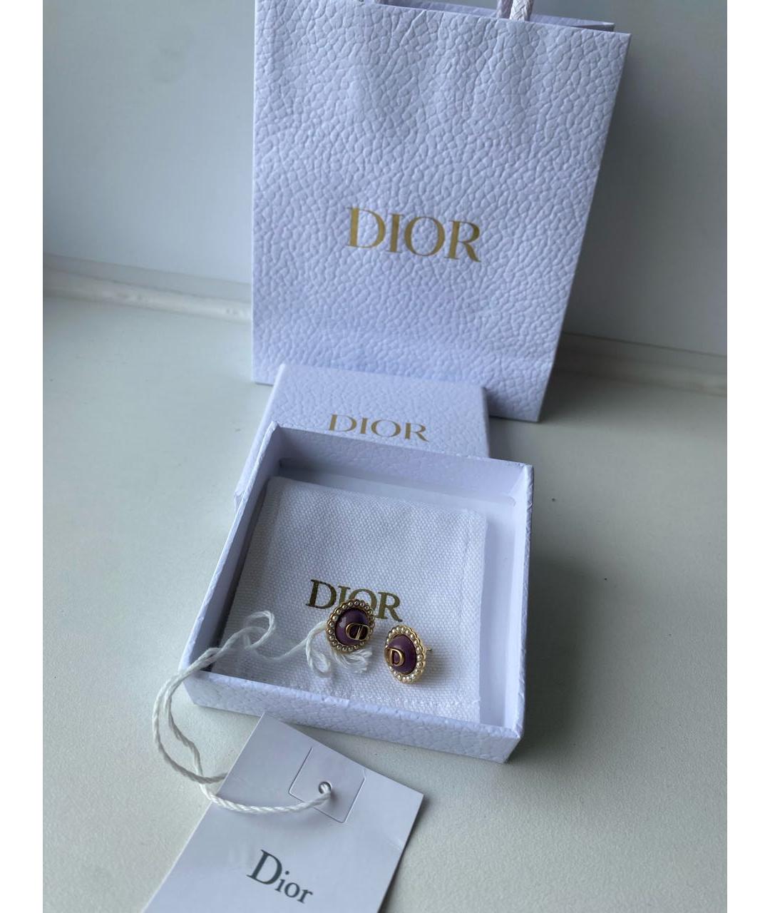 CHRISTIAN DIOR Фиолетовые позолоченные серьги, фото 2