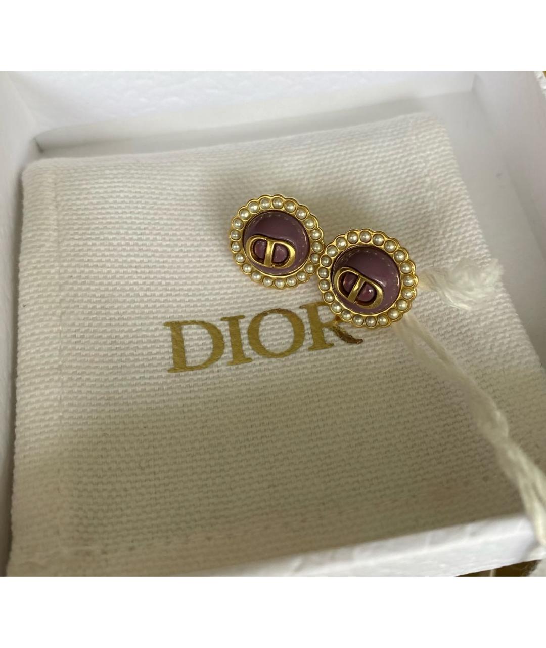 CHRISTIAN DIOR Фиолетовые позолоченные серьги, фото 5